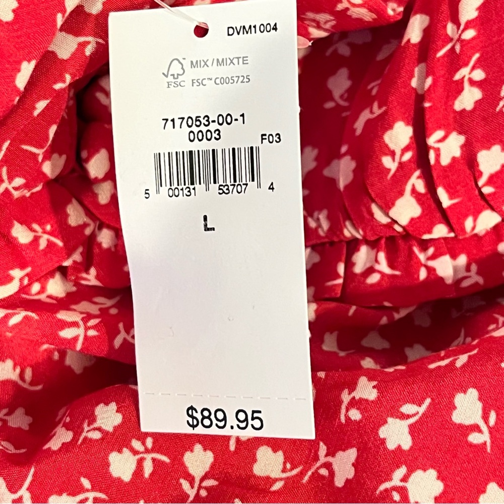 🆕 - GAP Crepe Sweetheart Red Floral Print Maxi Dress. Size: Large - Picture 7 of 9